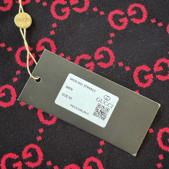 Men's Sweater in Black and Red Pattern - Picture 2 of 8